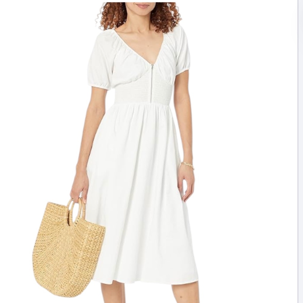 NWT The Drop Women's Daksha Cotton Smocked Zipper Detail Dress Medium
